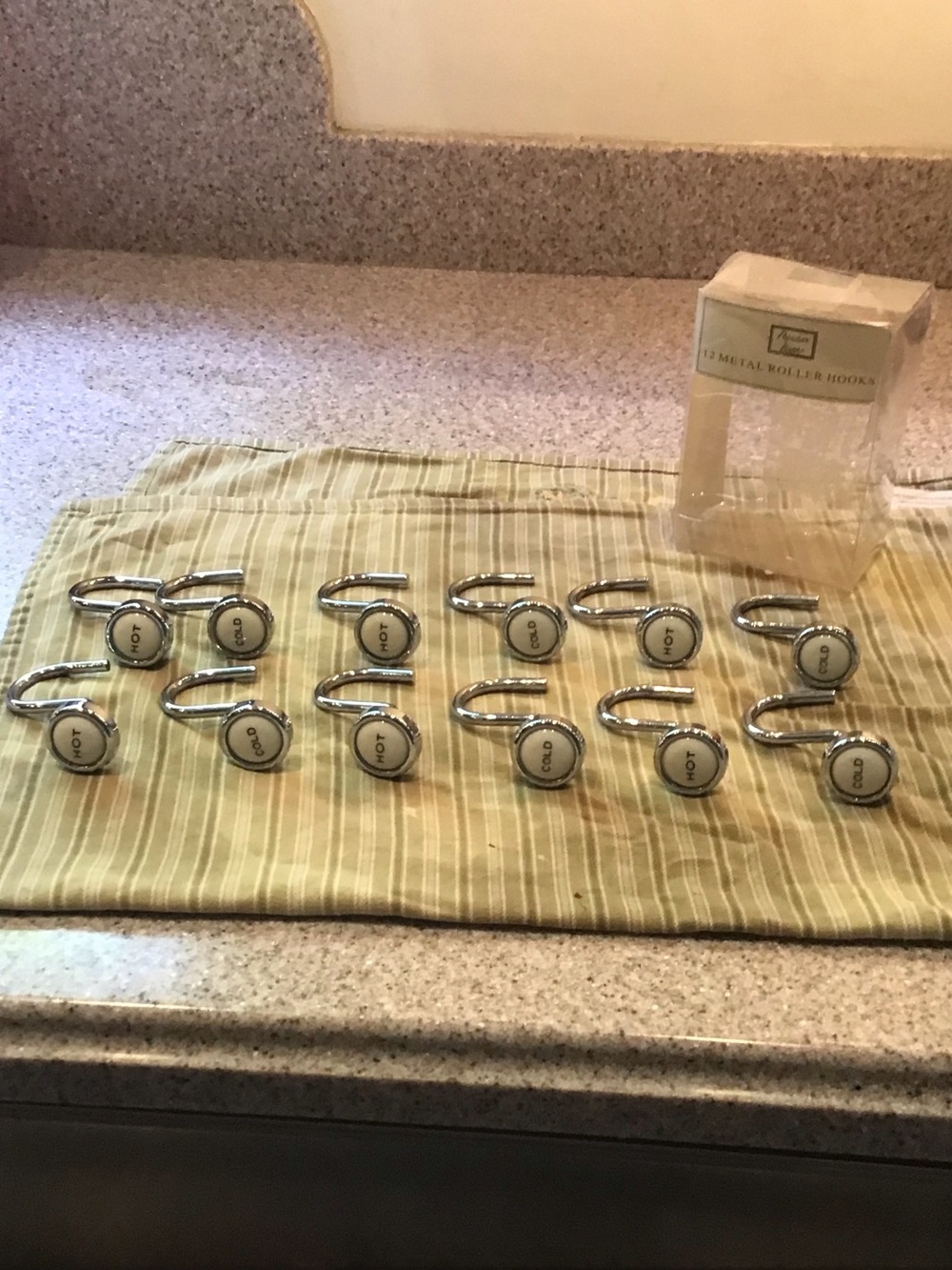 Pottery Barn Hot / Cold Shower Curtain Hooks Set of 12
